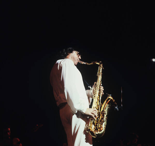 1980-1989 Art Print featuring the photograph Gato Barbieri Performs At Newport by David Redfern