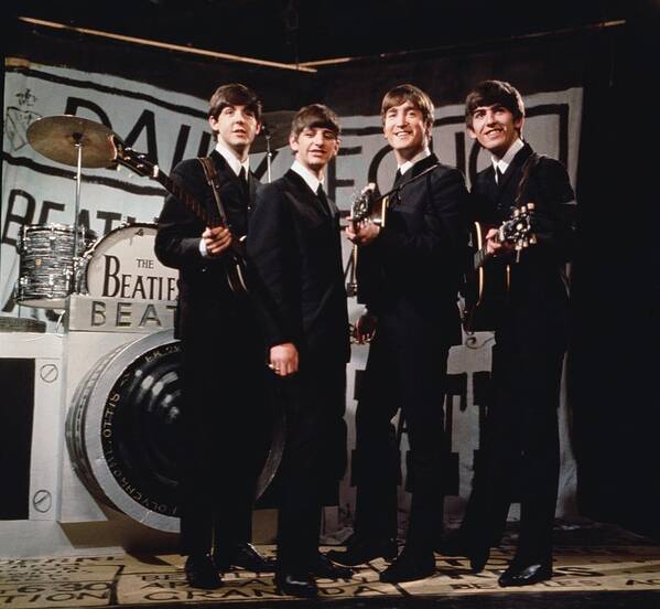 Singer Art Print featuring the photograph Happy Beatles by Hulton Archive