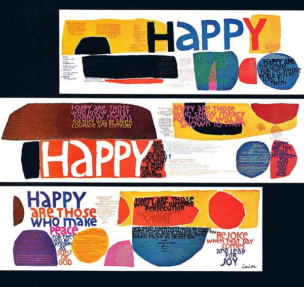 Art Art Print featuring the drawing Happy Collage by Sister Corita Kent