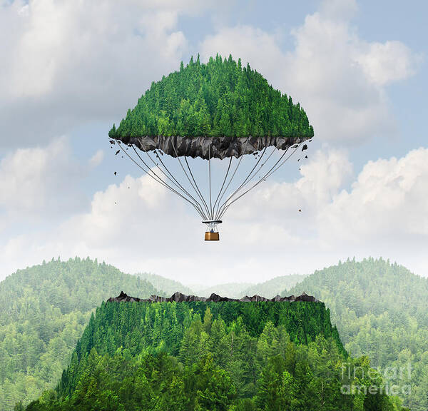Flight Art Print featuring the digital art Imagination Concept As A Person Lifting by Lightspring