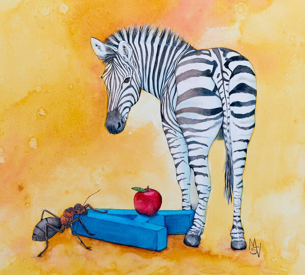 Zebra Art Print featuring the painting The End by Marie Stone-van Vuuren