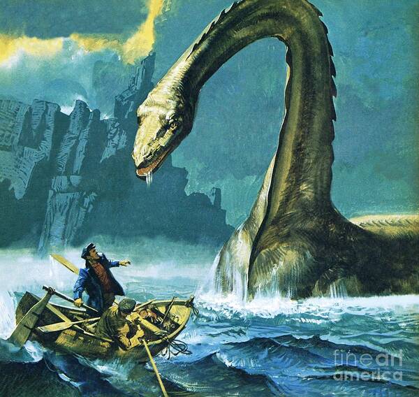 Loch Art Print featuring the painting Loch Ness Monster by English School