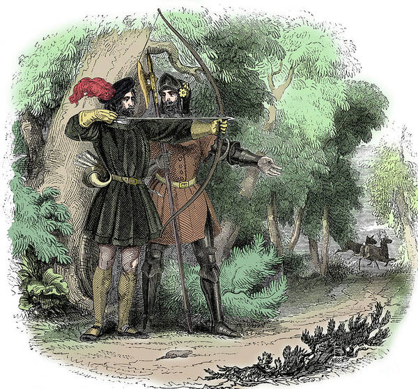 Circa 13th Century Art Print featuring the drawing Robin Hood Legendary English Folk Hero by Print Collector