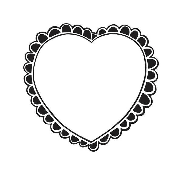 Affection Art Print featuring the drawing Scalloped Heart by CSA Images