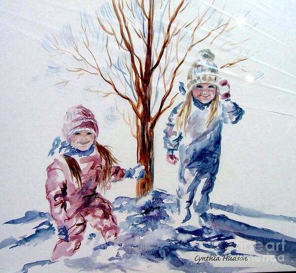 Snow Suits Art Print featuring the painting Snow Suits by Cynthia Hudson