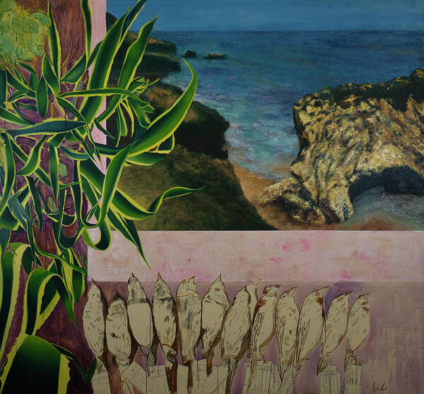 Malibu Art Print featuring the painting The Birds and Malibu by Cecilie Rose