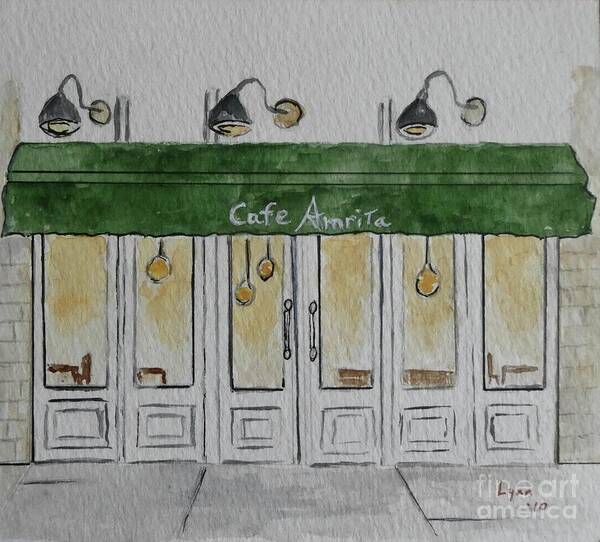 Cafe' Amrita Art Print featuring the painting Cafe' Amrita by AFineLyne