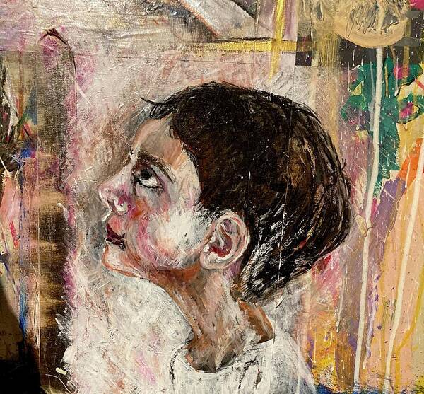 Child Art Print featuring the painting Child looking up by David Euler