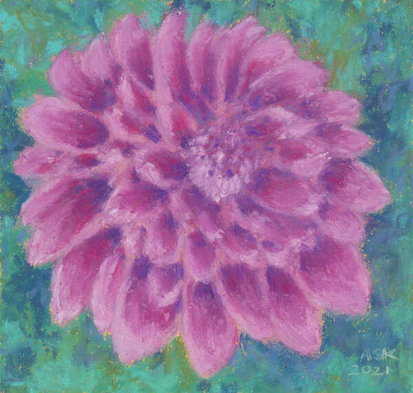 Dahlia Art Print featuring the pastel Dahlia by Anne Katzeff
