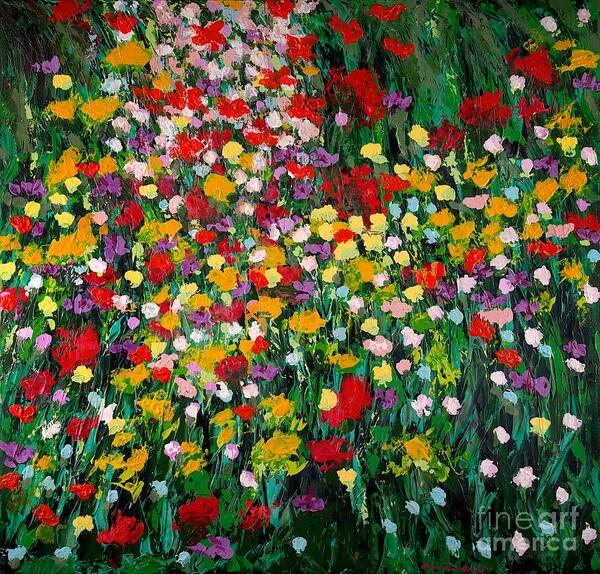 Landscape Art Print featuring the painting Floral Eruption by Allan P Friedlander