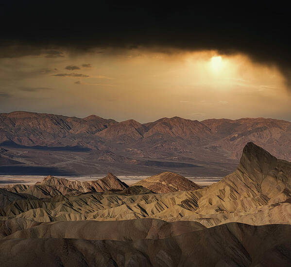 Landscape Art Print featuring the photograph Golden Desert Storm by Romeo Victor
