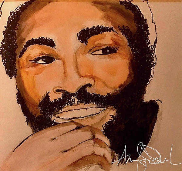  Art Print featuring the painting Marvin Gaye by Angie ONeal