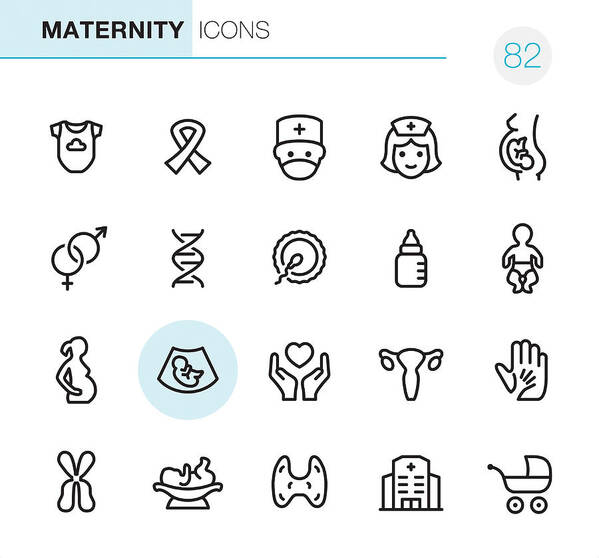 Child Art Print featuring the drawing Maternity - Pixel Perfect icons by Lushik