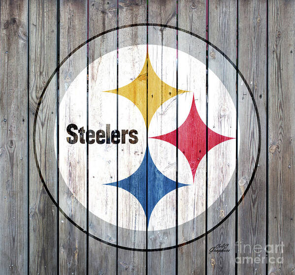 Pittsburgh Steelers Art Print featuring the digital art Pittsburgh Steelers Wood Art by CAC Graphics