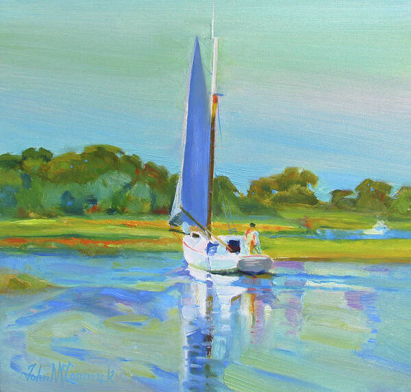 Sail Boat Art Print featuring the painting River Sail, Essex by John McCormick