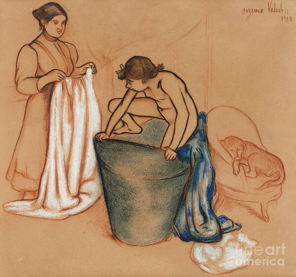 Valadon Art Print featuring the drawing The Bath, 1908 by Suzanne Valadon