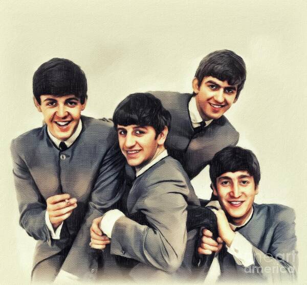 The Art Print featuring the painting The Beatles, Music Legends by Esoterica Art Agency