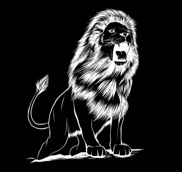 Angry Lion Leaping In Monochromatic Vector Illustration On A White  Background Vector, Wildlife, Isolated, Emblem PNG and Vector with  Transparent Background for Free Download
