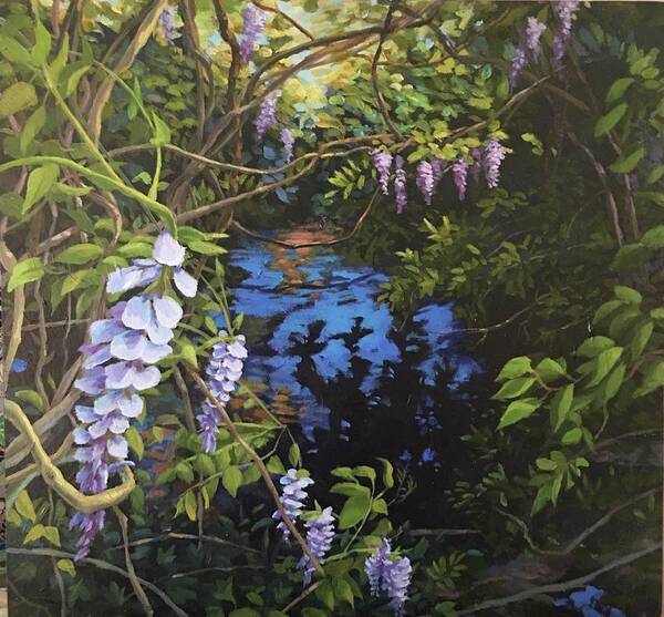 Wisteria Art Print featuring the painting Wisteria Creek by Don Morgan