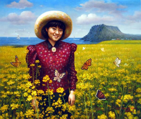  Jeju Art Print featuring the painting Jeju Island Girl by Yoo Choong Yeul