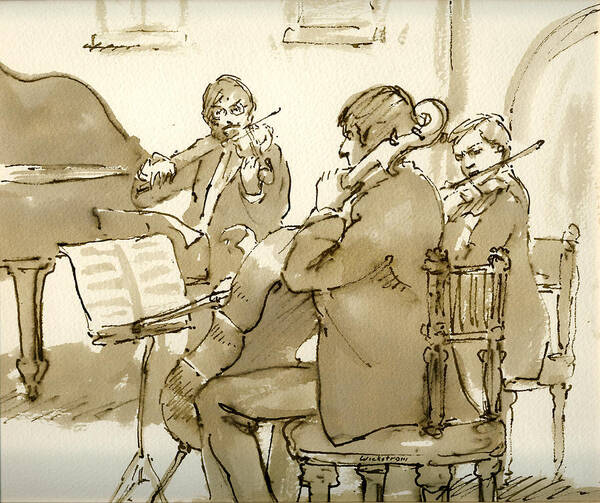 Sepia Art Print featuring the painting Musicians in Concert by Thor Wickstrom