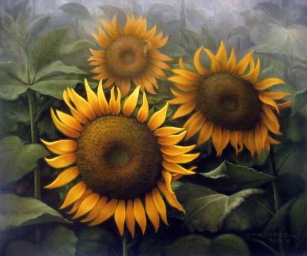 Flower Art Print featuring the painting Sunflower 4 by Yoo Choong Yeul