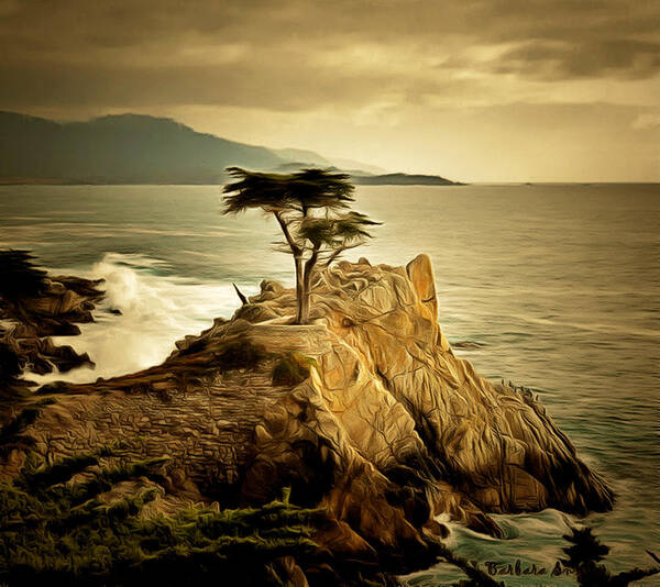Barbara Snyder Art Print featuring the painting Lone Cypress Detail 2 by Barbara Snyder