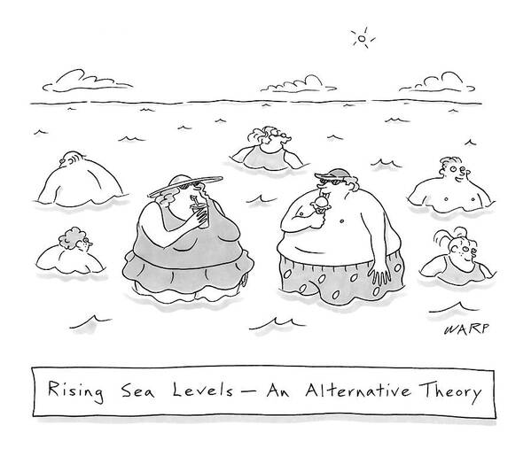 Vanity Art Print featuring the drawing Rising Sea Levels - An Alternative Theory by Kim Warp