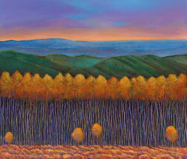 Autumn Aspen Art Print featuring the painting Aspen Perspective by Johnathan Harris