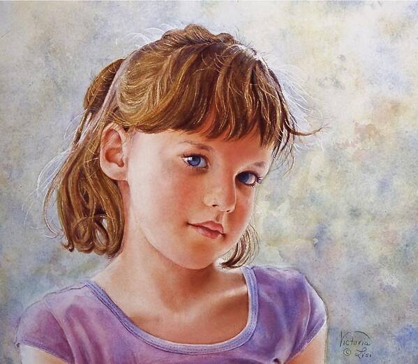 Child's Portrait Art Print featuring the painting Blue Eyes by Victoria Lisi