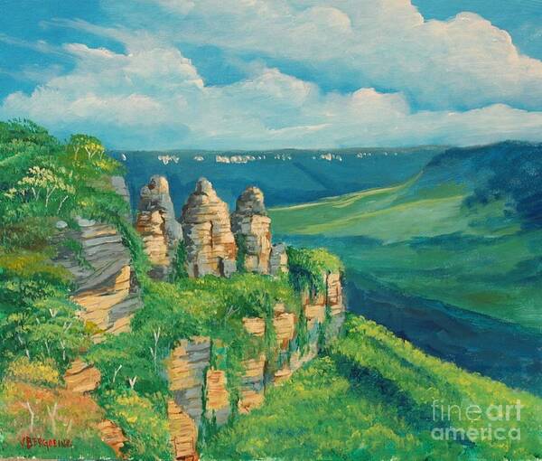 Mountains Art Print featuring the painting Blue Mountains Australia by Jean Pierre Bergoeing