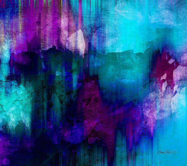 Abstract Art Print featuring the painting Blue Rain abstract art  by Ann Powell