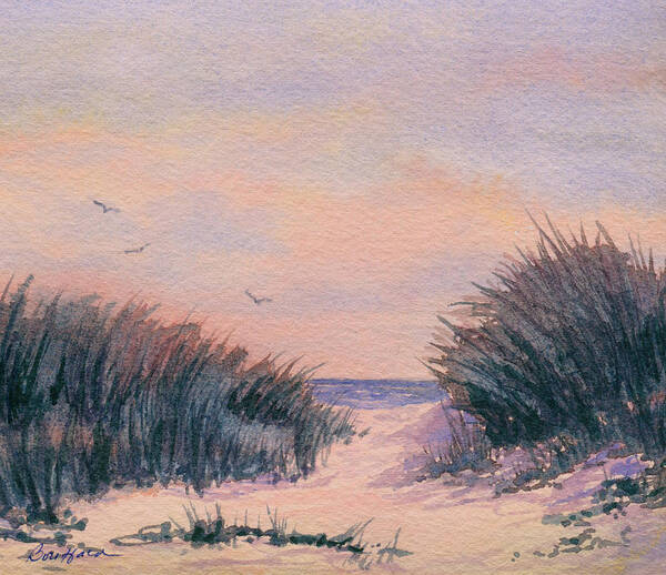 Dunes Art Print featuring the painting Circling at Sunset by Vikki Bouffard