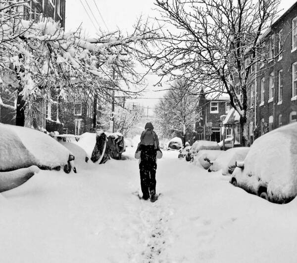 Baltimore Art Print featuring the photograph Dad and Daughter Enjoying a Snow Day by SCB Captures