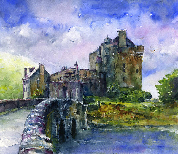 Castle Art Print featuring the painting Eilean Donan Castle Scotland by John D Benson