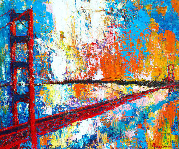 Landscape Painting Of The Golden Gate Bridge Art Print featuring the painting Golden Gate Bridge San Francisco by Patricia Awapara