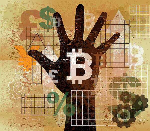 Adult Art Print featuring the photograph Hand Choosing Bitcoin From Foreign by Ikon Images