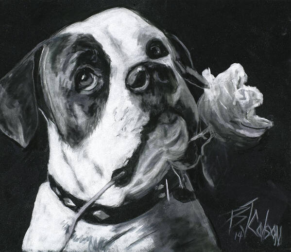 American Bulldog Art Print featuring the painting Loyal Love by Billie Colson