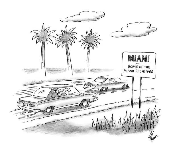 Miami Art Print featuring the drawing Miami: Home Of The Miami Relatives by Frank Cotham