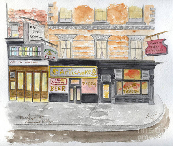 Minetta Tavern Art Print featuring the painting Minetta Tavern Greenwich Village by AFineLyne