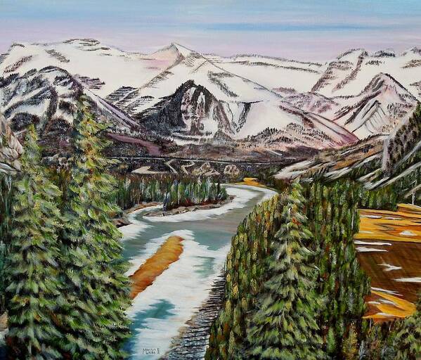 Fairmount Banff Springs Golf Course Art Print featuring the painting Mountain Spring - Banff Springs by Marilyn McNish