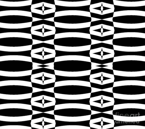 Op Art Art Print featuring the digital art Op Art Geometric Black White Pattern Abstract No.290. by Drinka Mercep