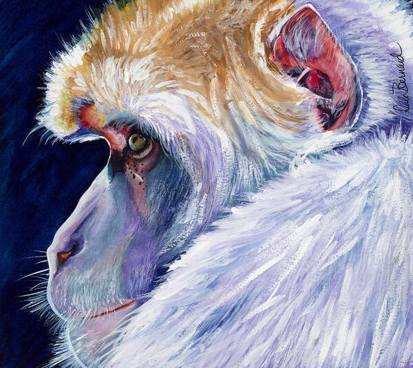Barbary Macaque (macaca Sylvanus) Art Print featuring the painting Pensive by Dale Bernard