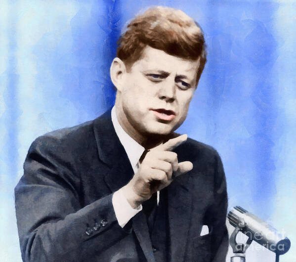 Jfk Art Print featuring the painting President John Kennedy by Vincent Monozlay