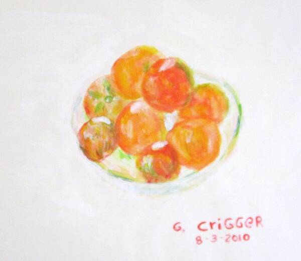 Landscape Art Print featuring the painting Ripening Tomatoes by Glenda Crigger