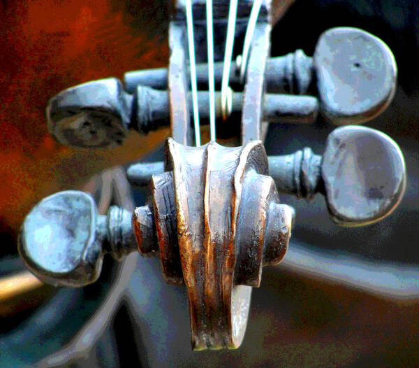 Violin Art Print featuring the photograph Scroll - Strings and Pins by Norma Brock