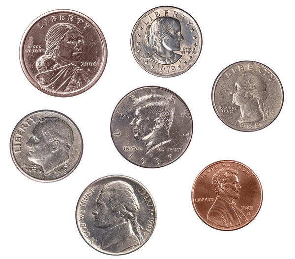 Coins Art Print featuring the photograph Set of U.S. Coins by Joe Belanger