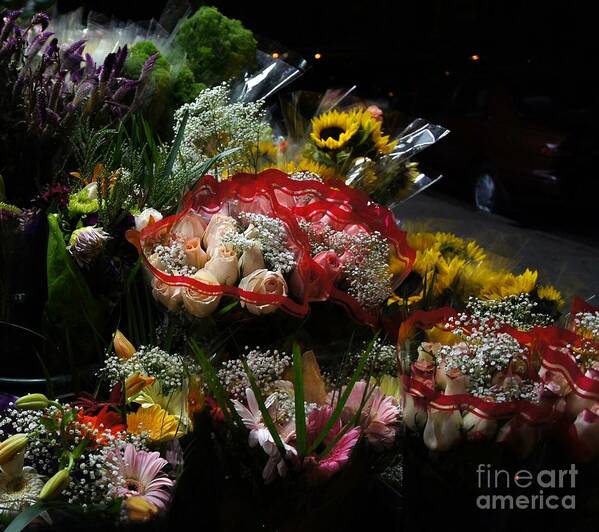 Bouquets Art Print featuring the photograph Sidewalk Flower Shop by Lilliana Mendez