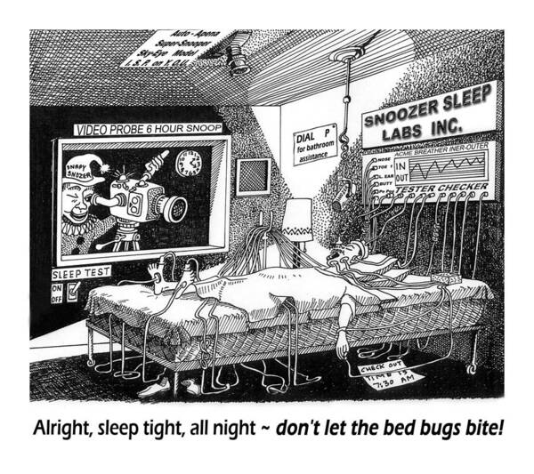 Sleep Apnea Studies Art Print featuring the drawing Snoozer Sleep Lab Study by Jack Pumphrey