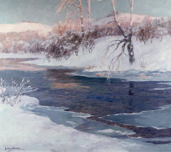 Winter Art Print featuring the painting Snow Scene by Albert Julius Olsson